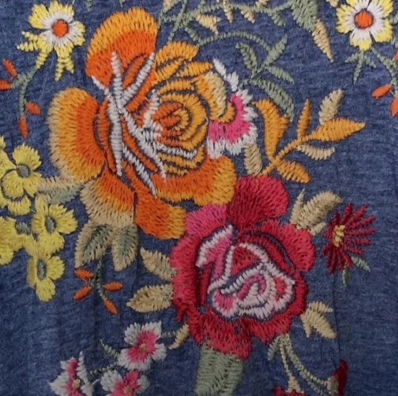 Johnny Was Blue Dress with Floral Embroidery - Picture 2 of 4